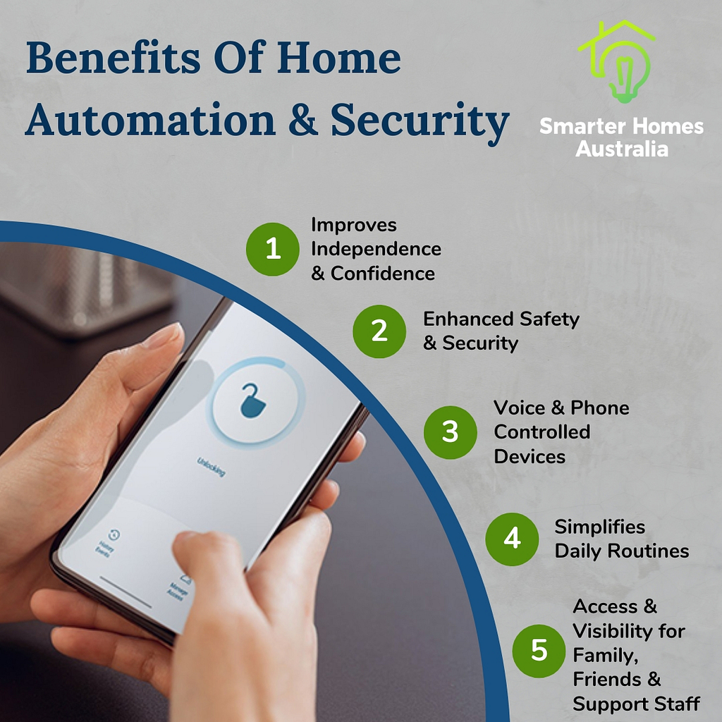 The benefits of home automation and security showing the 5 key reasons.