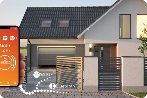 a house gate being opened with a wifi gate opener device installed by smarter homes australia