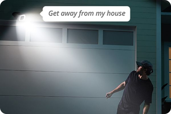 home security camera installed by smarter homes australia that includes an audio alert system