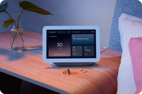 Virtual home assistant on the bedside table installed by smarter homes australia in brisbane
